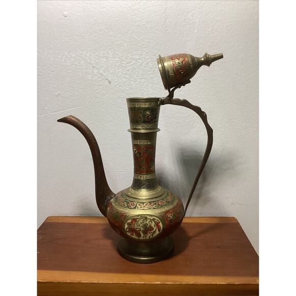 Enamel Brass Pitcher Elephant Claw Bell Made In India - Picture 5 of 11